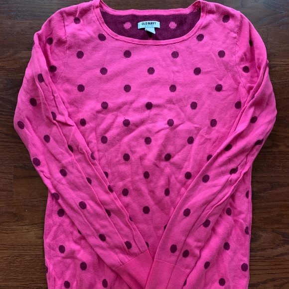 Old Navy Sweaters Old Navy Hot Pink Polka Dot Sweater S Poshmark